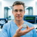Кардиолог демонстрирует пациенту миниатюрный leadless-кардиостимулятор Medtronic Micra размером с капсулу